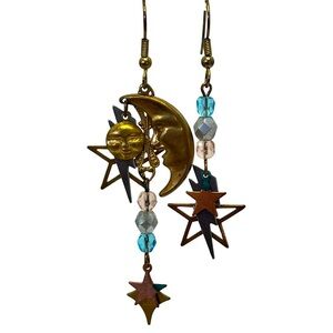 Vintage Isle of Magic Star and Moon Dangling Earrings